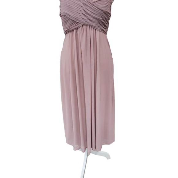 Birdy‎ Grey Ruched Chiffon Sweetheart Neck Bridesmaid Formal Dress Small Mauve - Picture 3 of 11